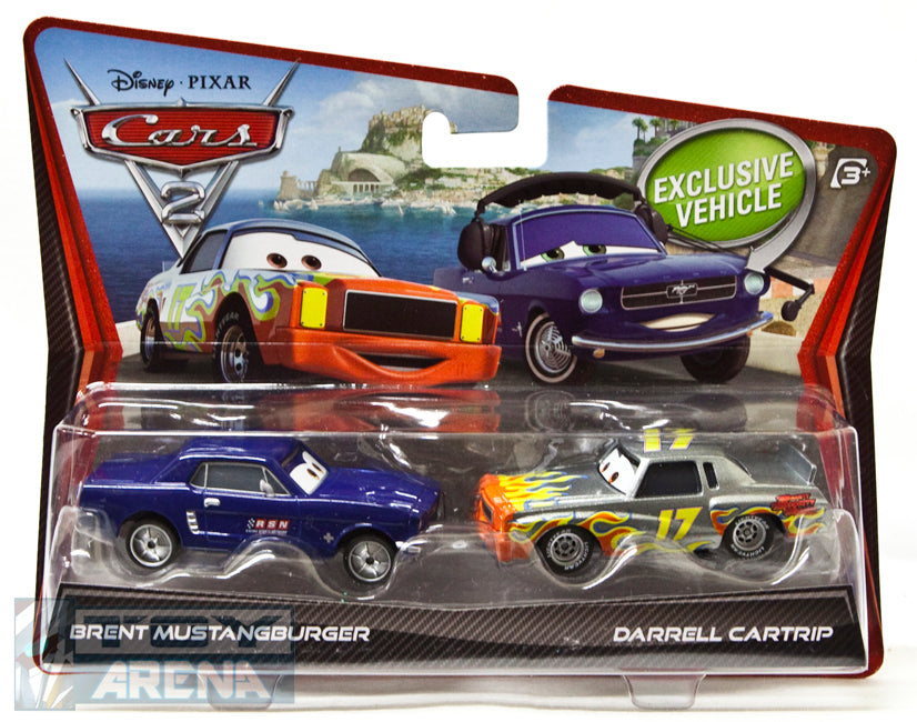 Disney Pixar Cars 2 Movie Brent Mustangburger and Darrell Cartrip 2-Pack